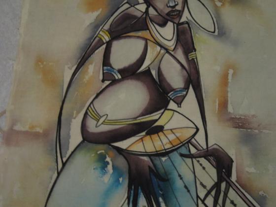 Afrikanische Kunst - Original Bild aus Afrika - Frau - gemalt - Painting
