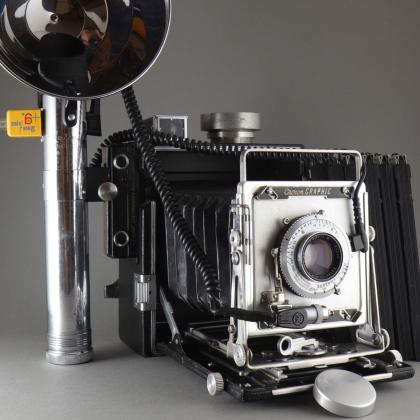 Graflex 4x5 Krone Grafikkamera 127 mm 4,7 Ektar Objektiv Heiland Synchron BLITZ