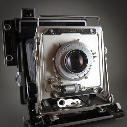 Graflex 4x5 Krone Grafikkamera 127 mm 4,7 Ektar Objektiv Heiland Synchron BLITZ