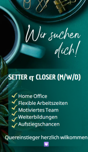 Quereinsteiger | Setter | Closer | Remote